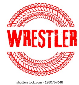 circle rubber stamp with the text wrestler. wrestler rubber stamp, label, badge, logo,seal. Designed for your web site design, logo, app, UI