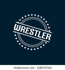 circle rubber stamp with the text wrestler. wrestler rubber stamp, label, badge, logo,seal. Designed for your web site design, logo, app, UI