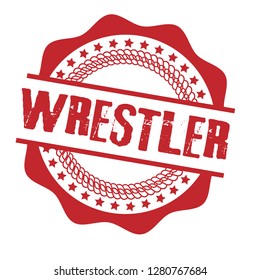 circle rubber stamp with the text wrestler. wrestler rubber stamp, label, badge, logo,seal. Designed for your web site design, logo, app, UI