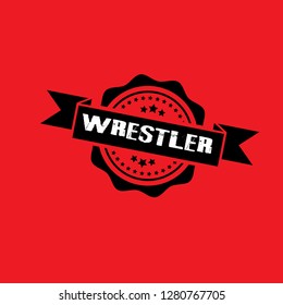 circle rubber stamp with the text wrestler. wrestler rubber stamp, label, badge, logo,seal. Designed for your web site design, logo, app, UI