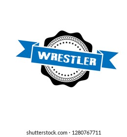 circle rubber stamp with the text wrestler. wrestler rubber stamp, label, badge, logo,seal. Designed for your web site design, logo, app, UI