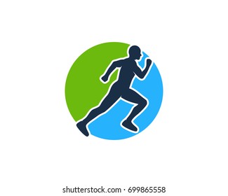 Circle Run Icon Logo Design Element