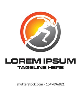 circle run sports fitness workout logo icon vector