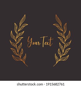 Circle rustic gold luxury laurel wreath flower floral plant frame vector decoration