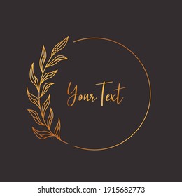 Circle rustic gold luxury laurel wreath flower floral monogram frame vector decoration