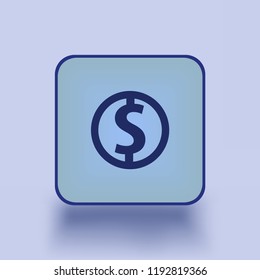 Circle with S of dollar or dollar sign depicting icon for dollar coin