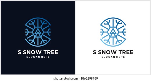 icono del logotipo del árbol de nieve del círculo