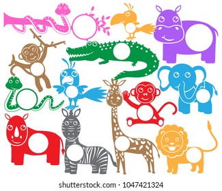 Circle Safari Animals Monogram Designs