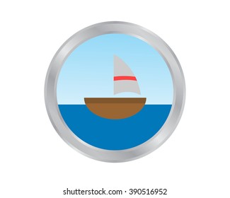 circle sailor ship ocean blue image icon