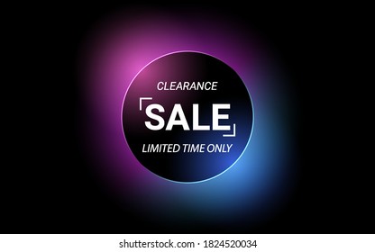 circle sale label in neon light color effect