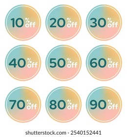Circle sale tags with different discount sets
