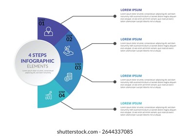 circle sales process with 4 steps, vector infographic label design with circle infographic template design.