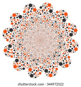 Circle Salute Flower vector illustration. Style is orange and gray bicolor flat circles, white background.