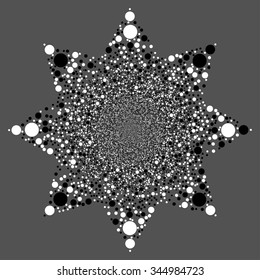 Circle Salute Flower vector illustration. Style is black and white bicolor flat circles, gray background.