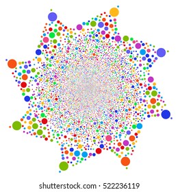 Circle Salute Flower vector illustration. Style is bright multicolored flat spheres, white background.