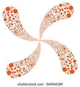 Circle Salute Swirl With Four Petals vector illustration. Style is orange flat circles, white background.