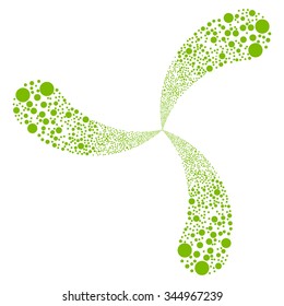 Circle Salute Swirl With Three Petals vector illustration. Style is eco green flat circles, white background.
