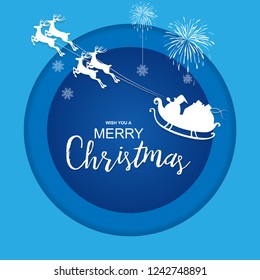 Circle Santa Claus on the sky coming
