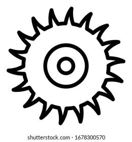 Icono de la sierra circular. Icono de vector de círculo de esquema para diseño web aislado en fondo blanco