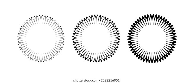 Quadro recortado de círculo. Borda de forma redonda de borda recortada. Rótulo simples e forma de adesivo. Quadro de renda de silhueta de flor. Ilustração vetorial isolada sobre fundo branco.