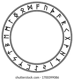 A circle in the Scandinavian runes, futhark, isolated on white, vector illustration
