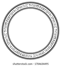 A circle in the Scandinavian runes, futhark, isolated on white, vector illustration