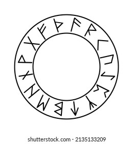 A circle in the Scandinavian runes, futhark, isolated on white. Vector illustration