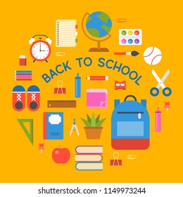 Back School Icons School Illustration Flat Stock Vector (Royalty Free ...