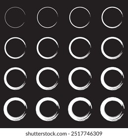 Circle scribble highlight pencil sketch frame set vector graphic illustration, black round scrawl drawn line shape doodle ring, grungy marker circular stroke border image clip art.