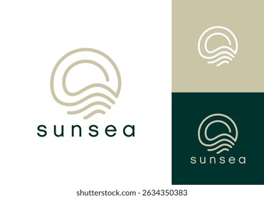 circle sea wave logo vector graphic design	
