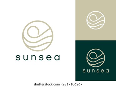 circle sea wave logo vector graphic design