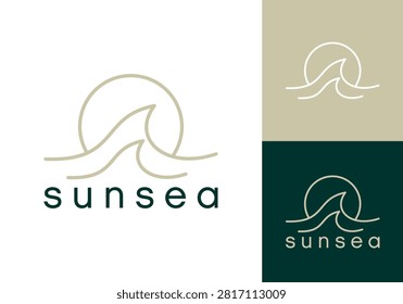 circle sea wave logo vector graphic design