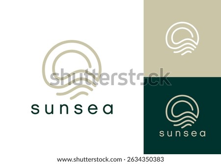 circle sea wave logo vector graphic design	
