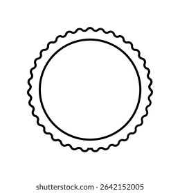 Circle seal stamp icons. Vintage wavy edge circle sticker. Star burst shape tags. Blank sale round sticker. Simple line circle wax seal. Vector illustrations set isolated on white background.