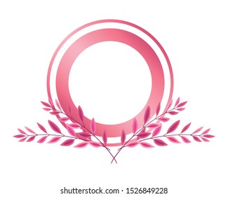 circle seal stamp with leafs vector illustration design