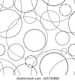 Circle seamless with dots. Seamless Monochrome Pattern