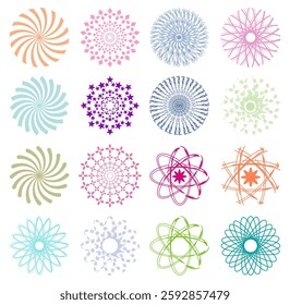  Circle seamless pattern background texture graphic vector Design set, Round Monogram Frames