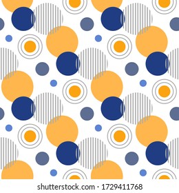 Circle seamless pattern. Colorful geometric pattern. Abstract background with circles. Childish repeating texture bubbles. Vector illustration. Modern ornament. Design paper, wallpaper, textile, cloth