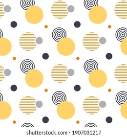 Circle seamless pattern. Colorful geometric pattern. Abstract background with circles. Repeating texture bubbles. Vector illustration. Modern ornament. Design paper, wallpaper, textile, cloth.