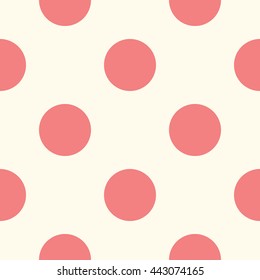 Circle seamless pattern. Cute red circles on a white background. Simple circle seamless pattern. Circle pattern art. Circle seamless pattern image. Babies fashion. Vector illustration, eps 10