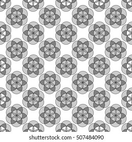 Circle seamless pattern. Fashion graphic background design. Modern stylish abstract texture. Monochrome template for prints, textiles, wrapping, wallpaper, website etc. Vector illustration