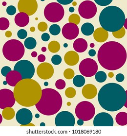Circle seamless pattern with multi-colored circles of different sizes. Polka-dot. Vector.