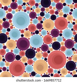 Circle seamless pattern, repeat geometric background, abstract round print, vector multi-colored texture