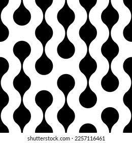 Circle seamless pattern. Repeating black dot on white background. Repeated metaballs wallpaper. Abstract design for tech print. Modern repeat backdrop. Blobs shapes. Rings form. Vector illustration