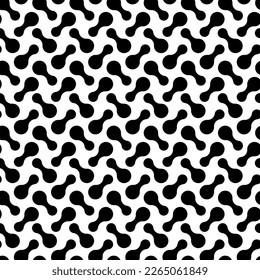 Circle seamless pattern. Repeating black dot on white background. Repeated metaball wallpaper. Abstract design for tech print. Modern repeat backdrop. Blobs shapes. Circe form. Vector illustration