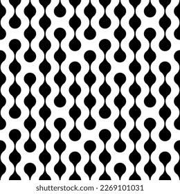 Circle seamless pattern. Repeating black dot on white background. Repeated metaball wallpaper. Abstract design for tech prints. Modern repeat backdrop. Blobs points. Circe form. Vector illustration