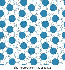 Circle seamless pattern. Vector illustration. Blue and white