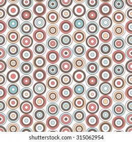 Circle seamless pattern in vintage colors. Vector