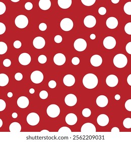 Circle seamless pattern. White polka dot on Red backgroun. Fashion graphic background design. Colorful template for prints, textiles, wrapping, wallpaper, website. Design element. Vector illustration