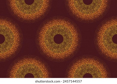 Circle seamless pattern.Ethnic ikat traditional with fabric texture background.Asian,African tie dry .Earth tone design for wallpaper, decorate,surface,textile,print product.Vector illustration